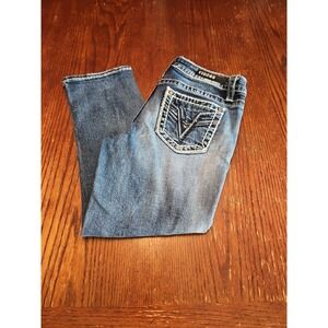 Vigoss Jeans Womens Size 1/2 L21 Blue Fade The Chelsea Capri Thick Stitch (A415)
